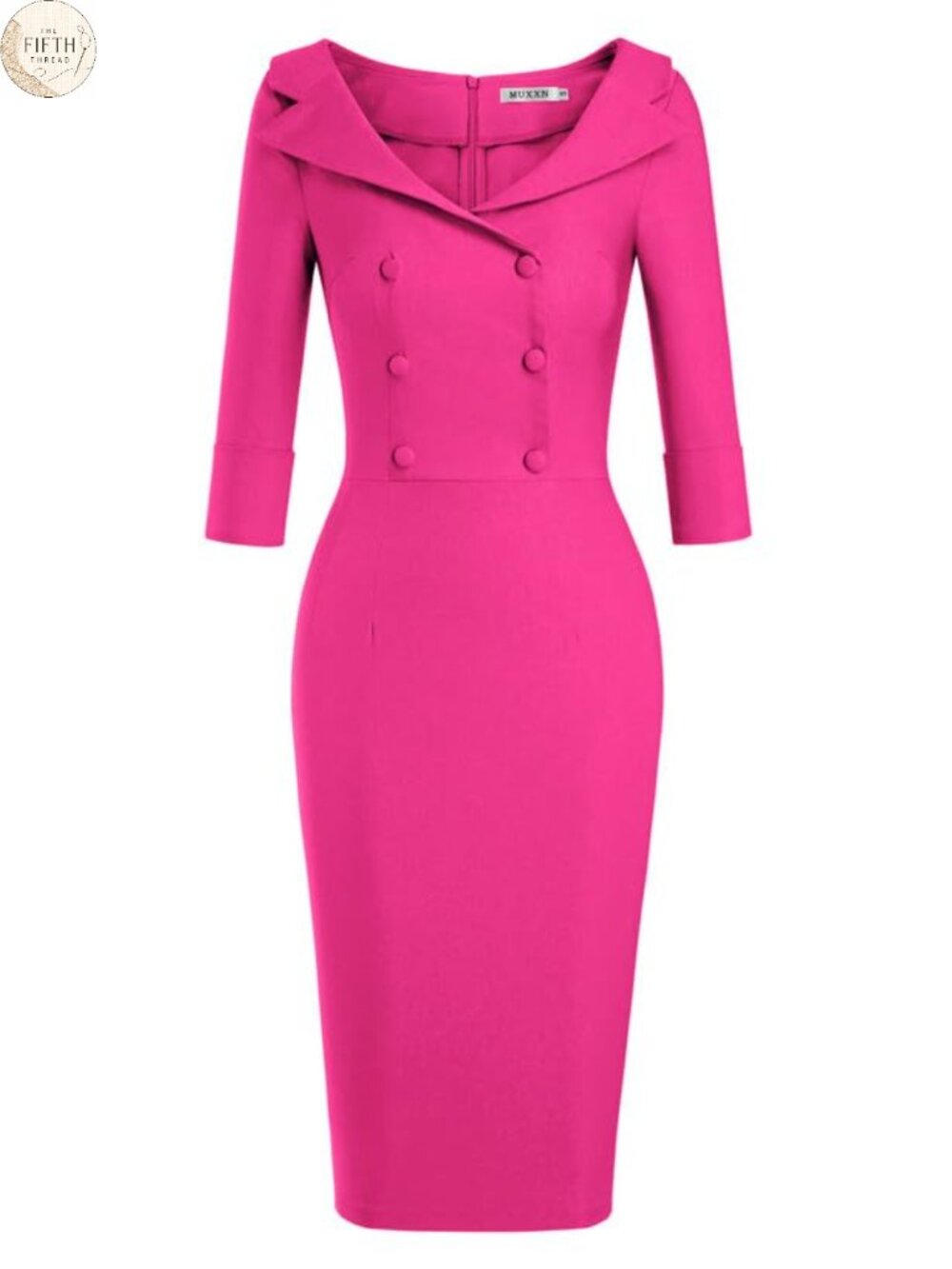 Vintage Sweetheart Neckline 3/4 Sleeve Knee-Length Bodycon Dress